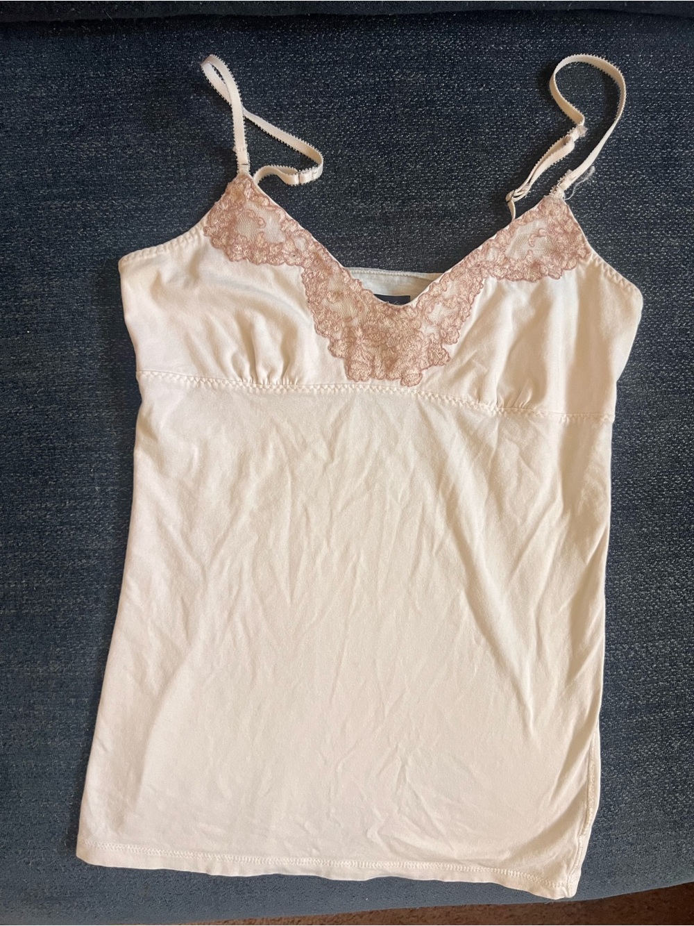 American Eagle Outfitters Cream Cami with Blush Lace